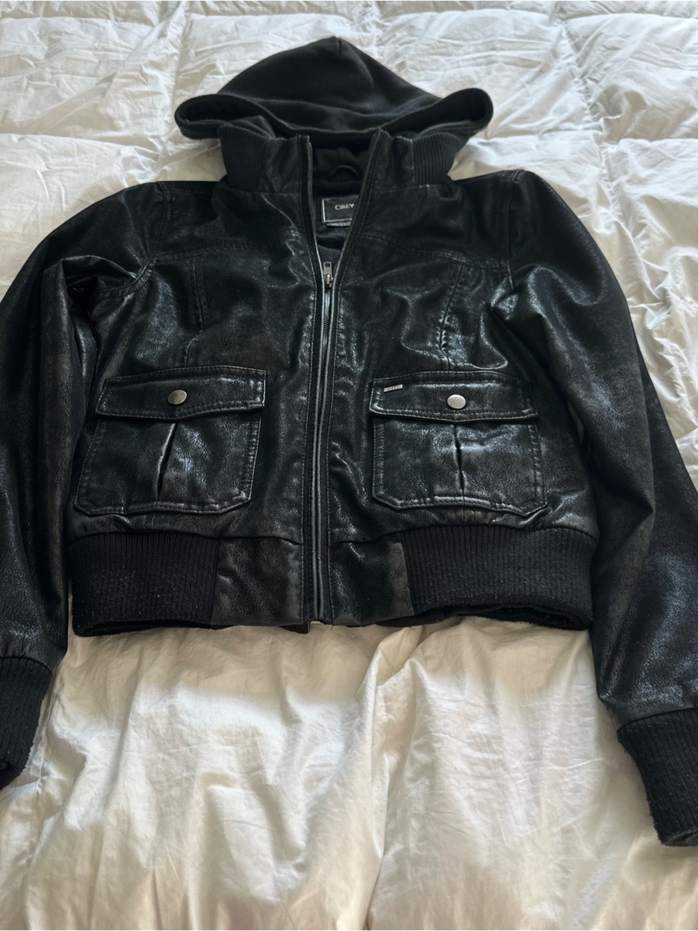 Women Obey Black Hooded Bomber Jacket Size S